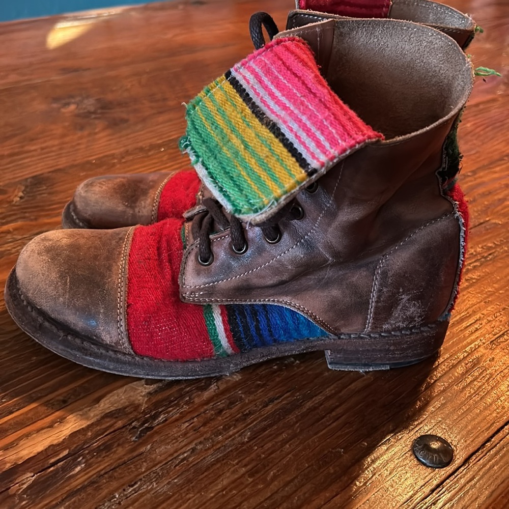 Rare Bed Stu x Free People Mexican Blanket Serape Boots
